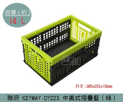 『振呈』 聯府KEYWAY DY223 (綠)中美式摺疊籃 收納籃 塑膠籃 置物籃 14L /台灣製