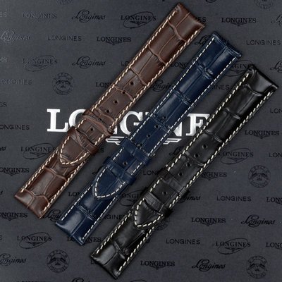熱賣  浪琴手表帶真皮男原裝代用名匠L2八針月相L2.909 L2.793藍色表帶
