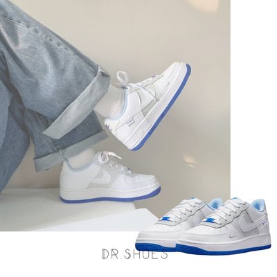 【Dr.Shoes】 NIKE ΑlR FΟRCE 1 白藍色 雙勾 小勾 3M反光 女碼 大童款 FB1844-111