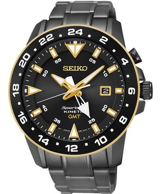 SEIKO Sportura GMT 專業人動電能腕錶(SUN026J1)-黑/44mm 5M85-0AA0SD(