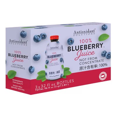 Antioxidant Solutions 藍莓果汁 946毫升X3瓶-吉兒好市多COSTCO代購