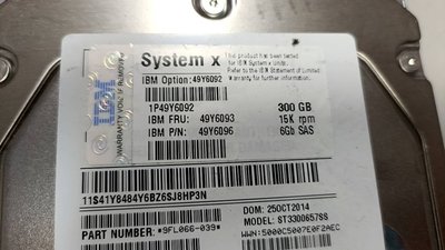 【光華維修中心】IBM system X 伺服器專用 SAS 300GB 10K 萬轉硬碟(拆機良品 保固七天)