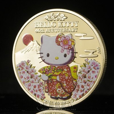 特價！紐埃櫻花Hello Kitty紀念幣 凱蒂貓金幣 幣外國卡通兒童賀歲硬幣