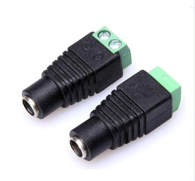 台灣現貨 免焊DC母頭 監控攝像機配件 擰螺絲 綠色帶彈片接線拄 5.5*2.1mm對接插頭