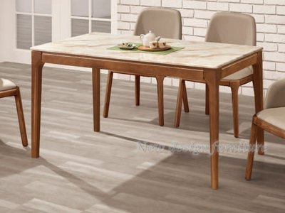 【N D Furniture】台南在地家具-經典款胡色實木腳人造石面140cm石面餐桌/石桌TH