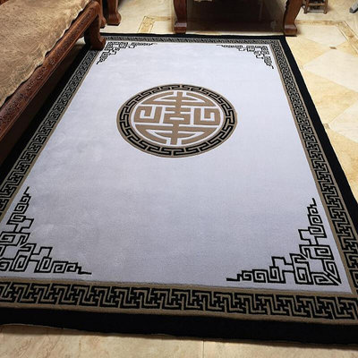 新中式手工羊毛地毯客廳臥室書房茶幾紅木家具風藍色地毯