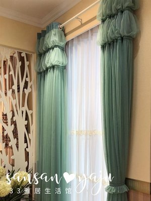 熱銷 墨綠色窗簾年客廳輕奢臥室飄窗遮光韓式公主定制