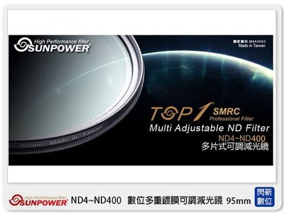 ☆閃新☆SUNPOWER TOP1 SMRC ND4~ND400 95mm 可調減光鏡