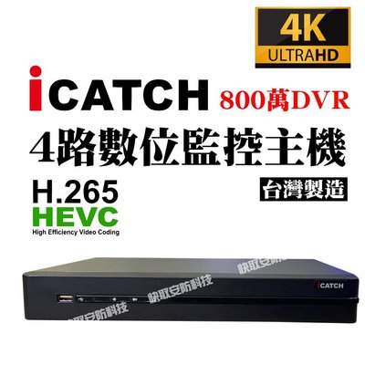 4CH 800萬 DVR監控錄影主機 KMQ-0425EU-K iCATCH 4路4音 主機 監視器 ICATCH