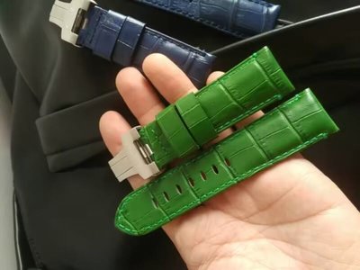 Kris錶配~沛納海 鱷魚皮錶帶 綠色或藍色 選擇 24mm