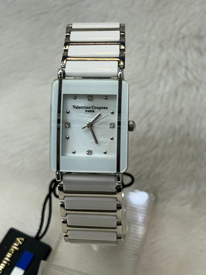 【幸福媽咪】Valentino Coupeau 范倫鐵諾 白 陶瓷長方型經典時尚款 石英錶 V12161A