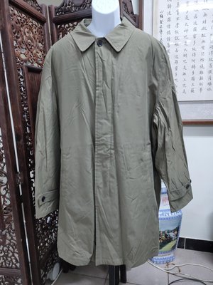 (九成五新)DKNY軍綠色羊毛混紡微鋪棉長大衣(XL)(B690)