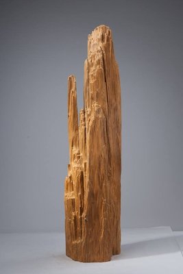 【啟秀齋】陳漢清 鍾情山水系列 奇萊 肖楠木雕刻 2009年創作 附作品保證書 高約111公分