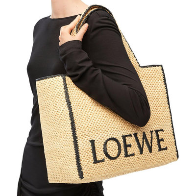 代購Loewe 標誌刺繡大號托特包