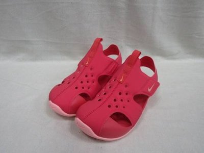 【NIKE】~SUNRAY PROTECT 2 調整式兒童涼鞋 休閒涼鞋 包覆式 943828-600 桃紅 腳趾安全