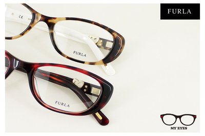 【My Eyes 瞳言瞳語】Furla 義大利品牌 玳瑁黃小貓眼膠框光學眼鏡 愛心造型小奢華 大方上市 (VU4791)