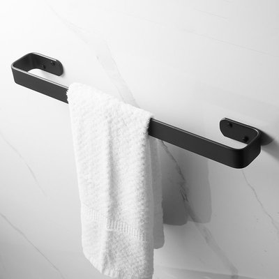 熱銷 衛浴生活 北歐浴室毛巾桿單桿 實心加厚簡約毛巾架 衛生間黑色毛巾環免打孔新家軟裝 精選-