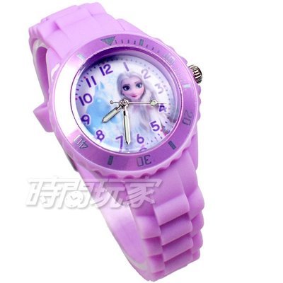 Disney 迪士尼 時尚卡通手錶 冰雪奇緣 艾莎公主 安娜公主 雪寶 手錶 數字 女錶 紫色 DU5-3075