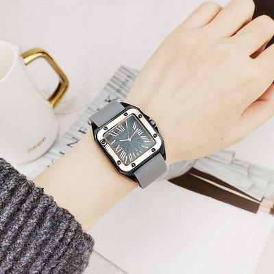 g5ga 網紅潮表 矽膠帶防水錶 羅馬方形復古帶日曆石英手錶