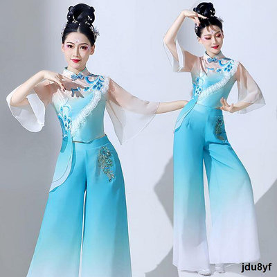 膠州秧歌服演出服女2023新款扇子舞套裝民族風廣場舞古典舞蹈服裝