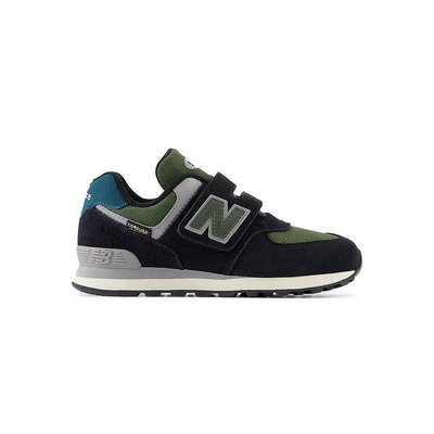 New Balance NB574 童鞋 黑綠色 中童 魔鬼氈 慢跑鞋 PV574KBG