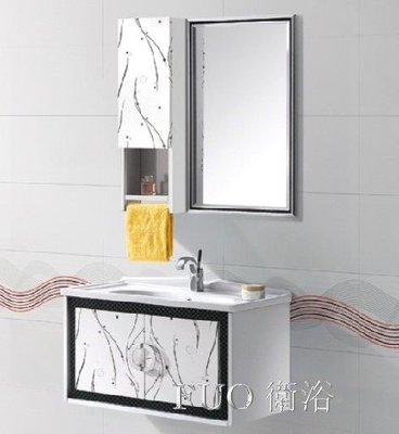 FUO衛浴: 80公分 時尚  航空用合金材質 浴櫃陶瓷盆組 (含龍頭,鏡子整組) T9790現貨特價!