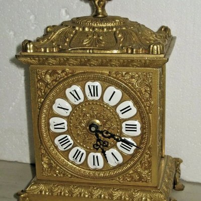 義大利壁爐式黃銅石英桌鐘