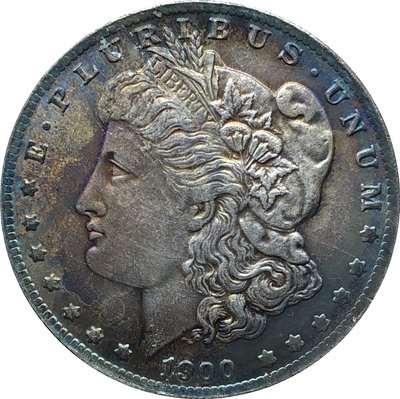 外國錢幣美國摩爾根美元1900年仿古銀幣白銅鍍銀彩色古錢幣A2818