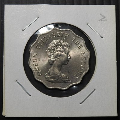 (AAZ384)香港舊幣1975年-伊莉莎白二世(幼年肖像)貳圓/2元流通異型錢幣【全新帶原光鎳幣】少