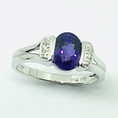 艾麗珠寶-單顆紫水晶1.32克拉戒(18K 白K金)CR.000011