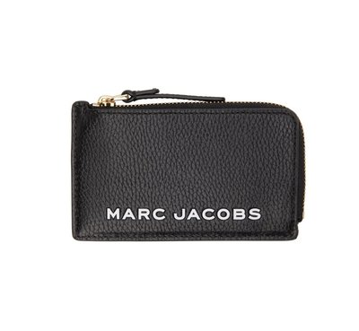 [全新真品代購] MARC JACOBS LOGO 黑色紋理皮革 拉鍊 錢包 / 卡夾 (MJ)