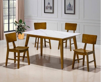 【全台傢俱】QM-24 柏尼岩板柚木桌 露西柚木餐椅 台灣製造 傢俱工廠特賣