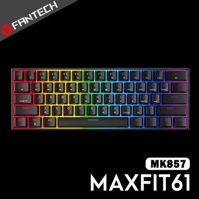 【風雅小舖】【FANTECH MAXFIT61 60%可換軸體RGB機械式鍵盤(MK857)-黑】