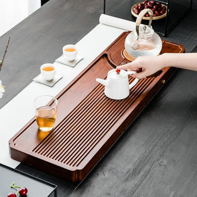 晟窯竹制茶盤簡約日式家用茶台排水大號茶海功夫茶具套裝客廳托盤