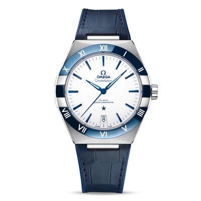 【玩錶交流】全新品 OMEGA 星座系列 藍色陶瓷圈 白色錶盤 41mm 8900同軸擒縱 13133412104001