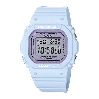 【CASIO】卡西歐 Baby-G 經典方形 100米防水 運動電子錶 BGD-565SC-2 藍/珠光紫色