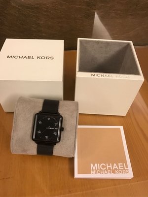 全新MK MICHAEL KORS 手錶 腕錶 MK3562 中性錶 女錶 男錶 黑色 金屬腕帶 可調整長度 方型 盒裝