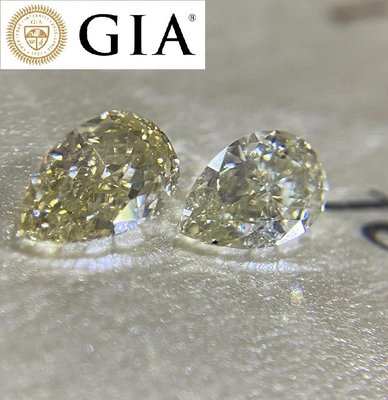 【台北周先生】天然Fancy黃色鑽石0.51+0.43 = 0.94 克拉Even分布 高淨度VS 水滴切割 送GIA證