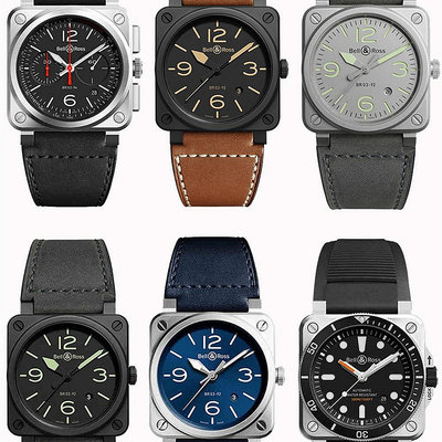 小Z代購#鐘形和羅斯 BR01 BR03 矽膠錶帶 BELL ROSS BR01BR03 24MM 錶帶的真皮錶帶