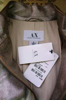 全新真品A/X ARMANI EXCHANGE騎士金屬銀小羊皮皮衣