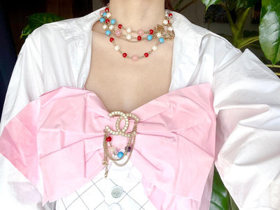 Chanel vintage中古彩色珠珠流蘇多層毛衣鍊項鍊胸