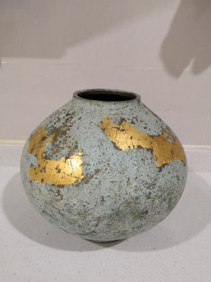 日本高崗銅花瓶 峰雲銅鎏金花瓶，包老保真！藝 花瓶花入 金工