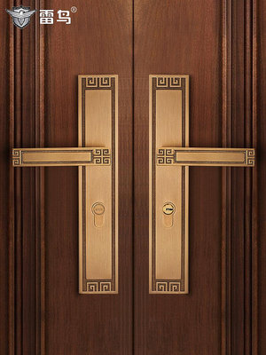 門鎖雷鳥新中式雙扇門對開門鎖雙開門金色別墅入戶大門子母門大號門鎖