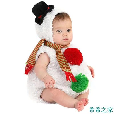 希希之家寶寶冬天拍照服裝嬰兒滿月百天攝影衣服聖誕節照相服飾雪人造型服 c0ZA