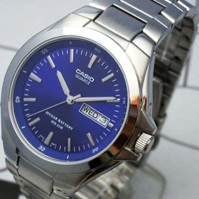 CASIO WATCH 卡西歐精典藍面星期日期石英紳士鋼帶腕錶 型號：MTP-1228D-2A【神梭鐘錶】
