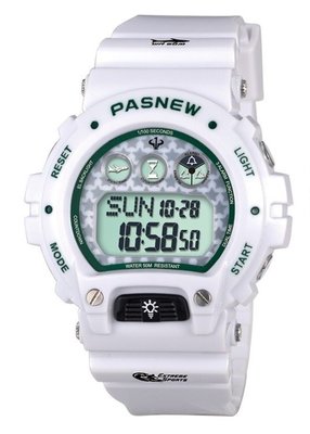 【 幸福媽咪 】PASNEW 百勝牛 液晶顯示 多功能電子錶 48mm 型號:PSE450