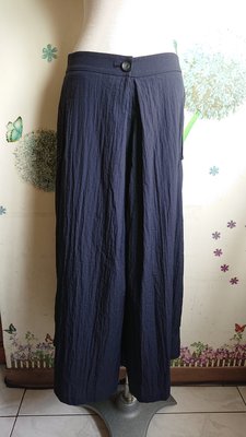 GRAND ONIL 深藍色超輕薄皺褶寬管褲/褲裙(A40)