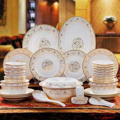 陶瓷碗盤組 日式碗 碗盤器皿 盤子 陶瓷餐具 餐盤 碗碟 飯碗 湯碗 碗盤 菜盤 碗碟套裝家用景德鎮骨瓷碗筷歐式陶瓷器吃