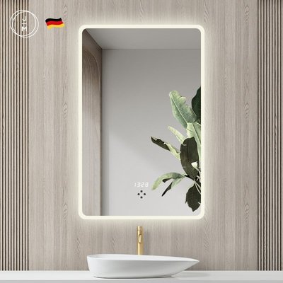 【熱賣精選】 德國無框壁掛浴室鏡廁所洗手臺帶燈化妝鏡智能感應衛生間鏡子掛墻