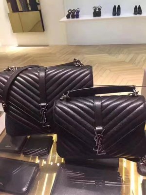 全新正品 SAINT LAURENT  YSL 428056_487213 學院包 中款 24CM 黑色